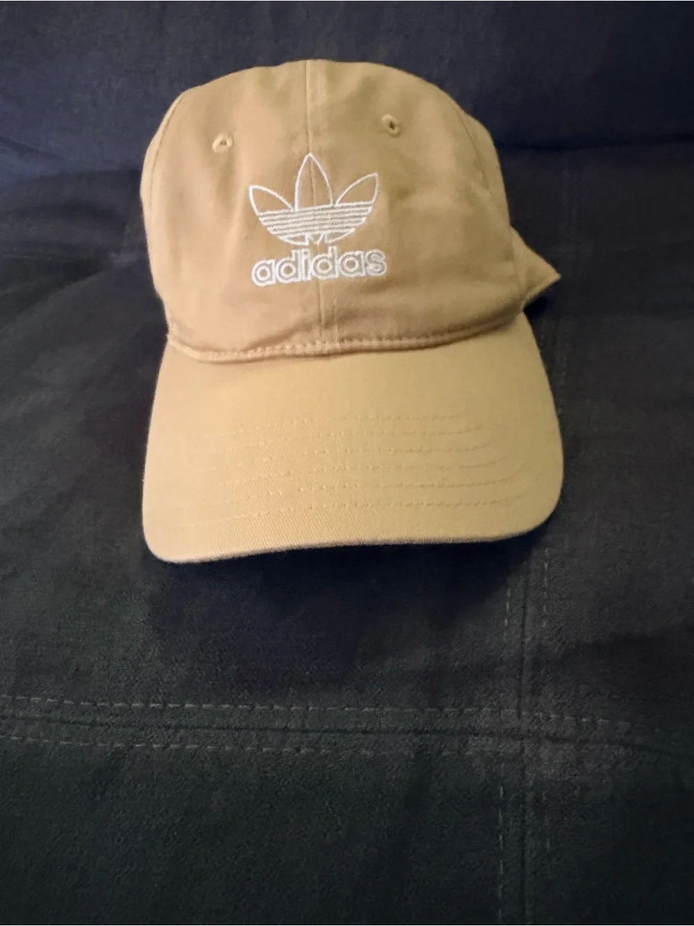 adidas Tan Trefoil Baseball Cap with White Logo